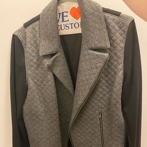 Tahari Grey and Black Moto Jacket/Blazer